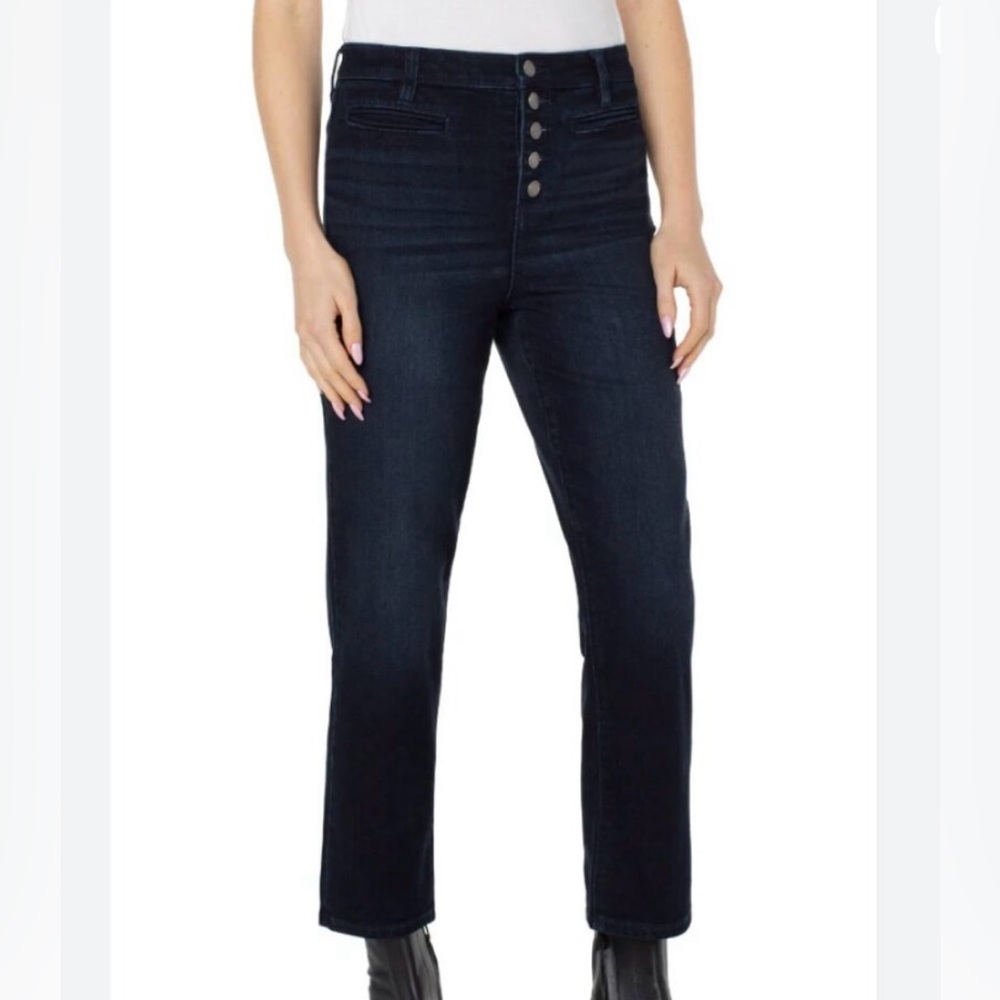 Liverpool Dark Blue-Black High Rise Button Fly Jeans